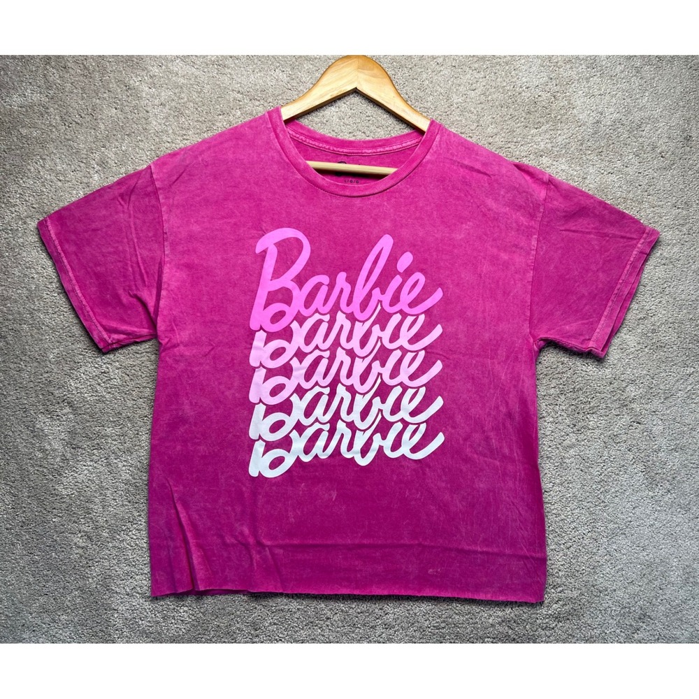 Barbie Pink Acid‎ Wash Graphic T Shirt Women's Size Large Barbiecore Retro - Picture 3 of 10